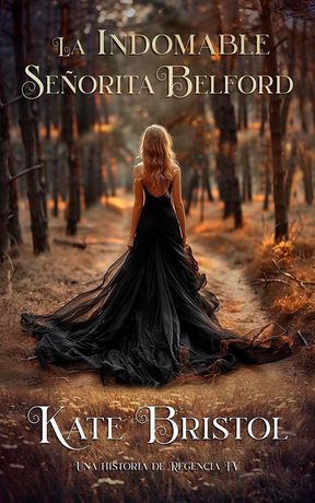 Una mujer vestida de negro camina por un bosque. Portada del libro 